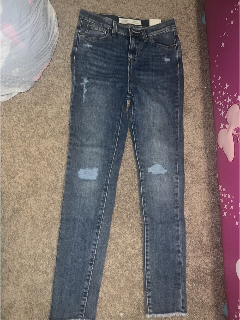 NWT Levi Strauss Signature GIRLS High Rise Super skinny Distressed Jeans Sz 12